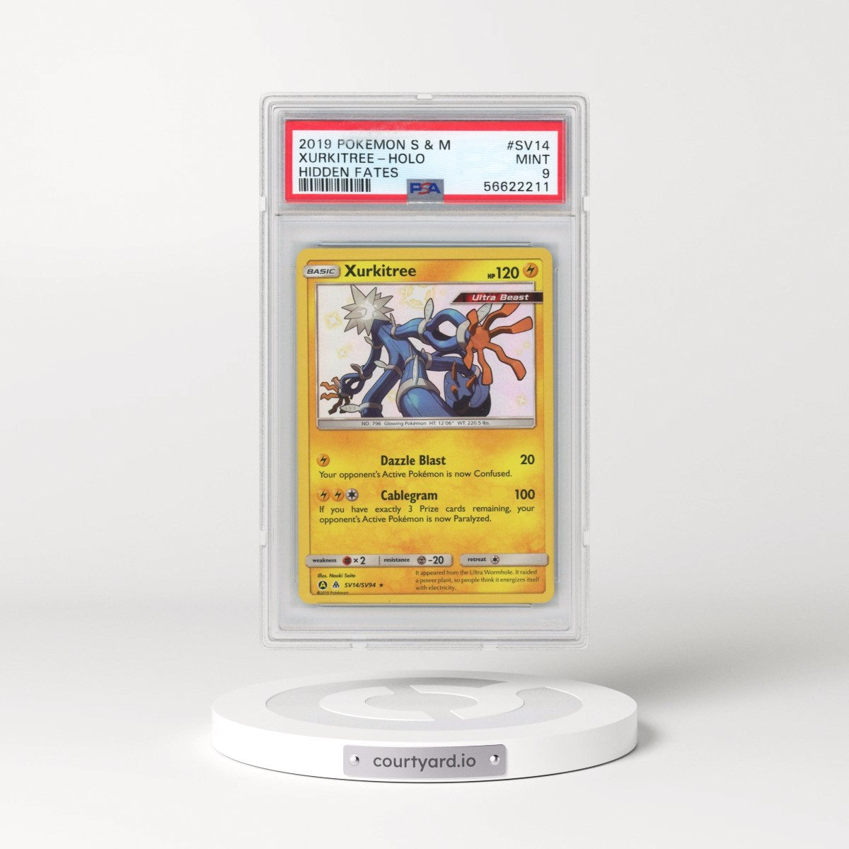 2019 Pokémon Sun & Moon Hidden Fates #SV14 Xurkitree - Holo (PSA 9 MINT)