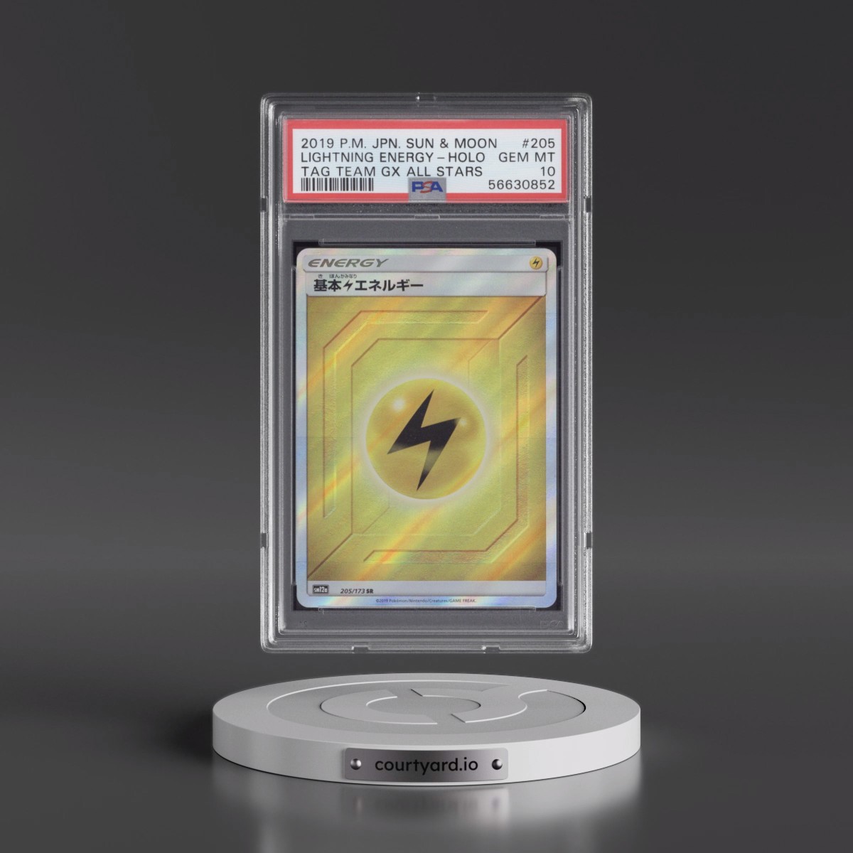 2019 Pokémon Sun & Moon Tag Team GX All Stars Lightning Energy - Holo #205 PSA 10