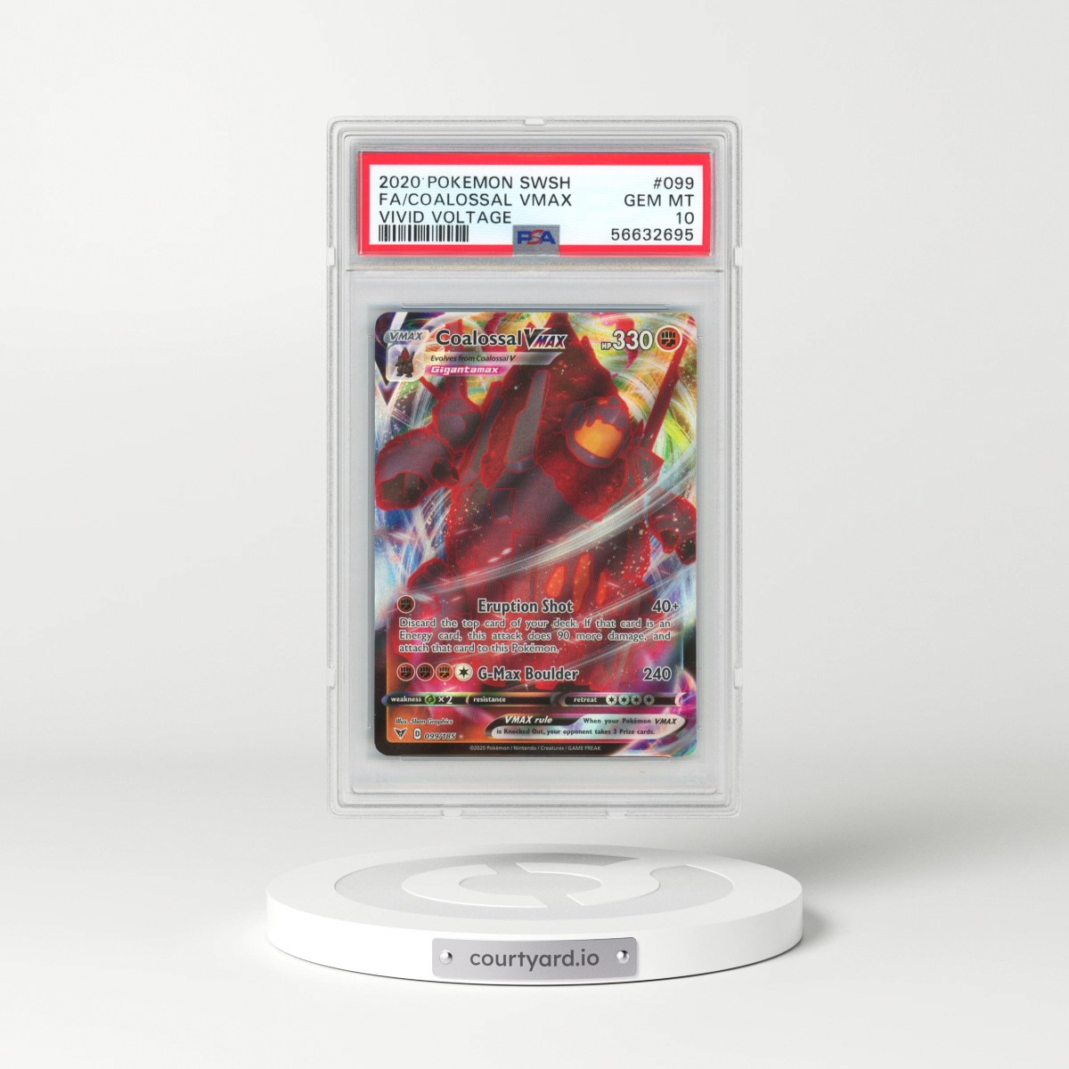 2020 Pokémon Sword & Shield Vivid Voltage #099 Coalossal Vmax - Full Art (PSA 10 GEM MINT)