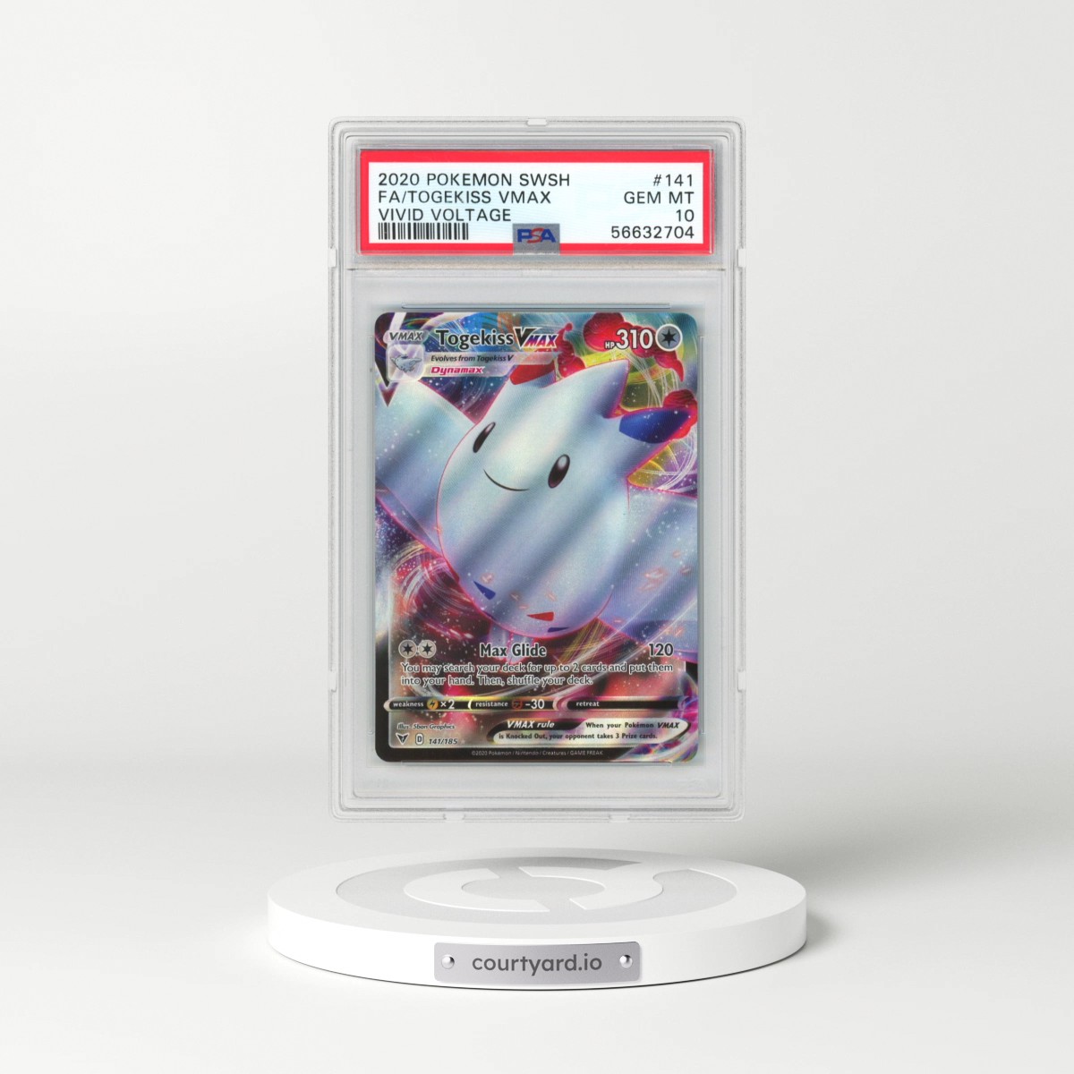 2020 Pokémon Sword & Shield Vivid Voltage #141 Togekiss Vmax - Full Art (PSA 10 GEM MINT)