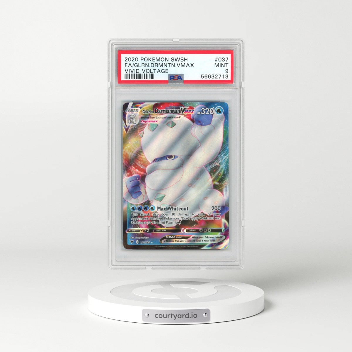 2020 Pokémon Sword & Shield Vivid Voltage #037 Galarian Darmanitan Vmax - Full Art (PSA 9 MINT)