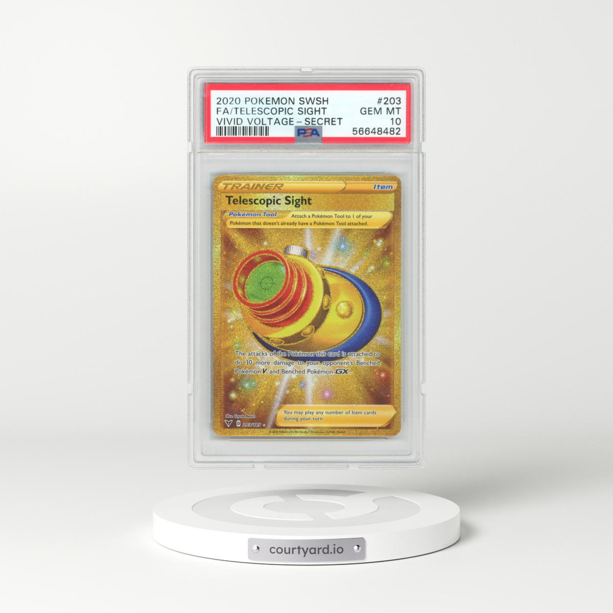 2020 Pokémon Sword & Shield Vivid Voltage #203 Telescopic Sight - Full Art Secret (PSA 10 GEM MINT)
