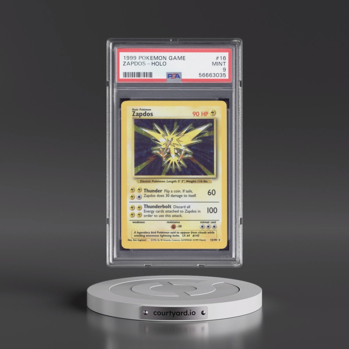 1999 Pokémon Game #16 Zapdos - Holo (PSA 9 MINT)