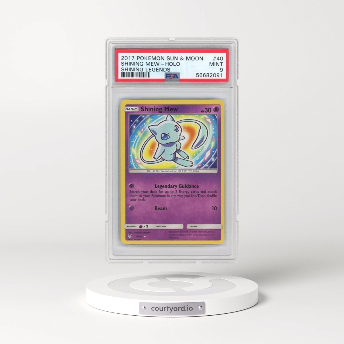 2017 Pokémon Sun & Moon Shining Legends #40 Shining Mew - Holo Holo (PSA 9 MINT)