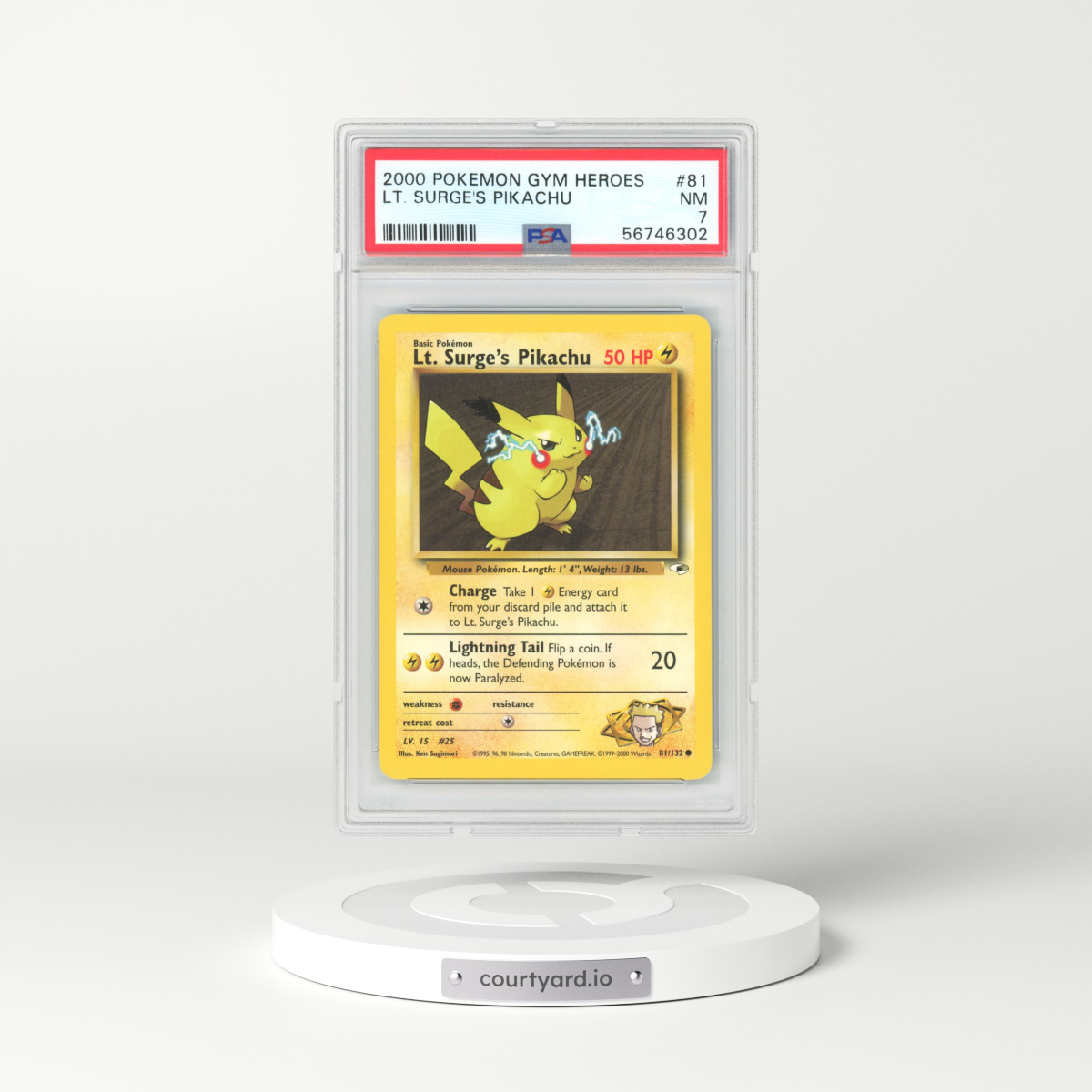 2000 Gym Heroes #81 Lt. Surge's Pikachu (PSA 7 NM)