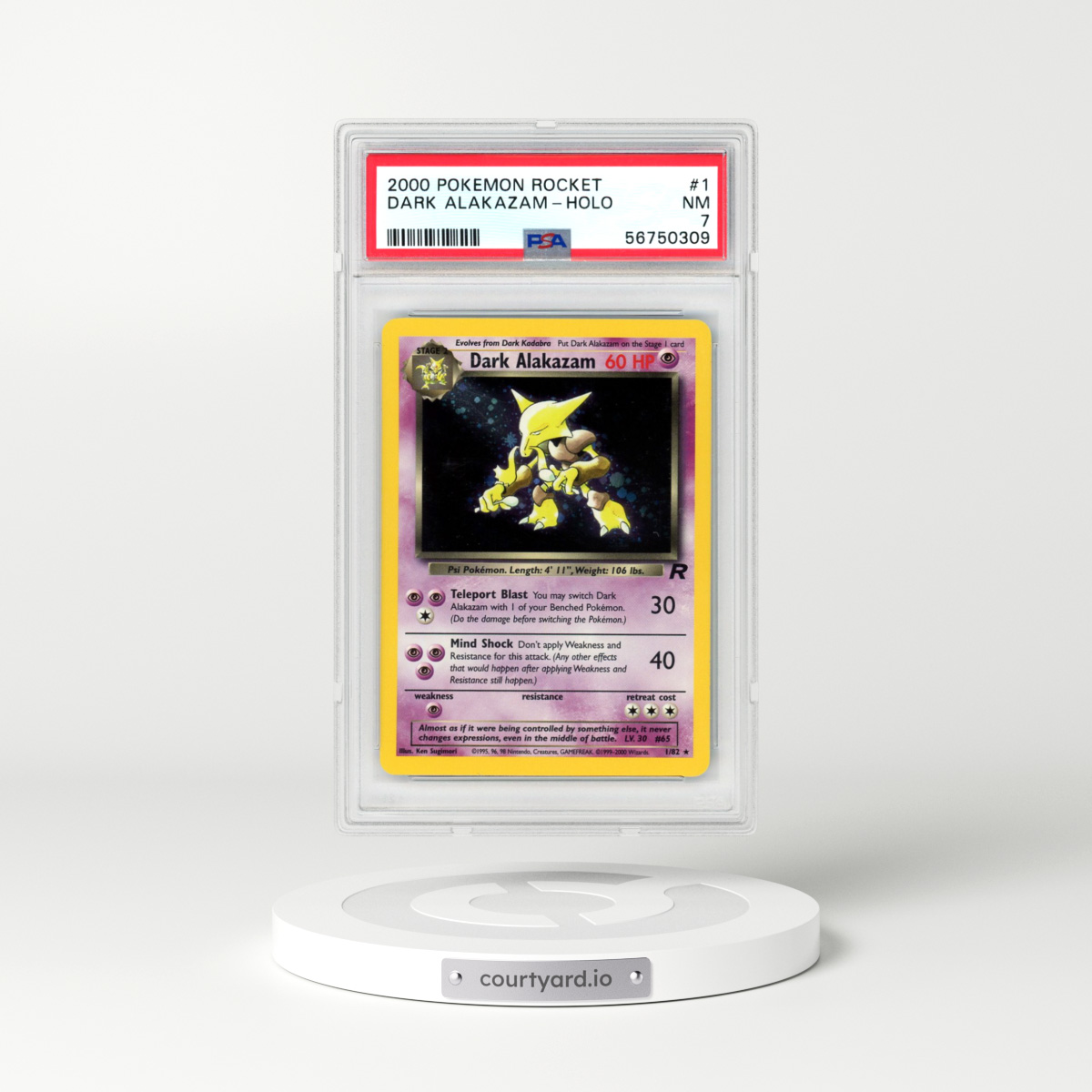 2000 Pokémon Rocket #1 Dark Alakazam - Holo (PSA 7 NM)