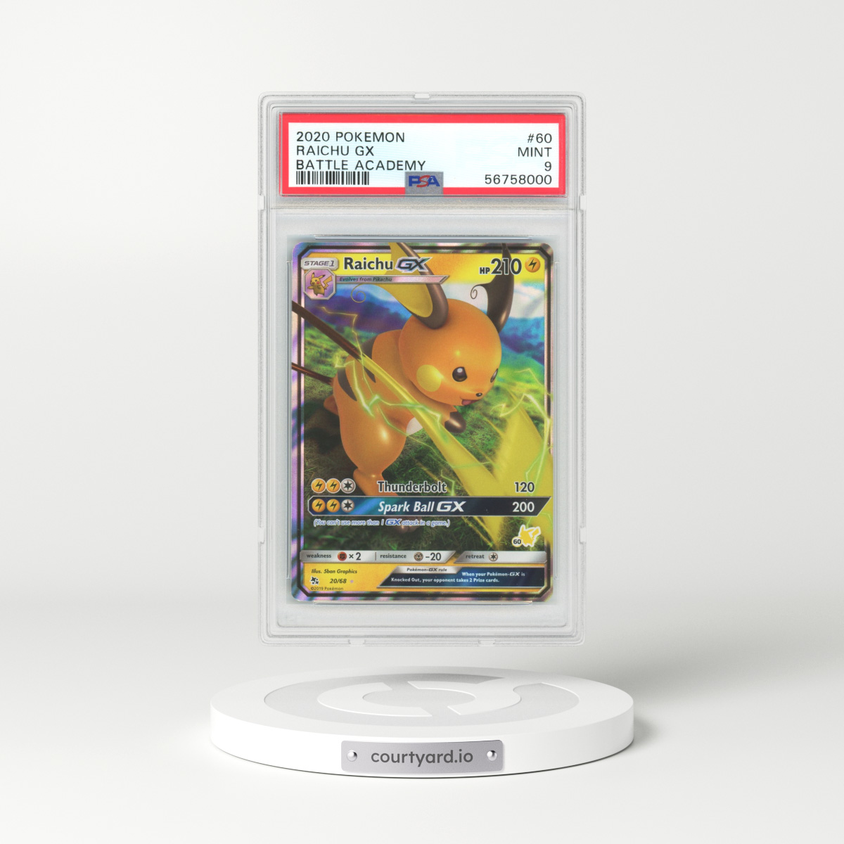 2020 Battle Academy #60 Raichu GX - Full Art Holo (PSA 9 MINT)