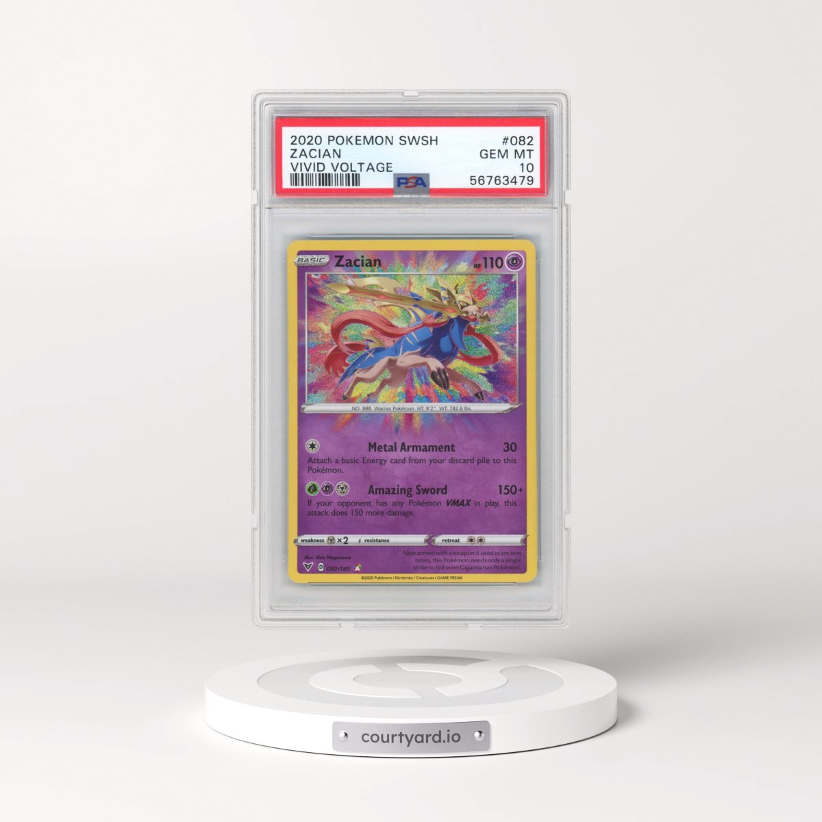 2020 Pokémon Sword & Shield Vivid Voltage #082 Zacian (PSA 10 GEM MINT)