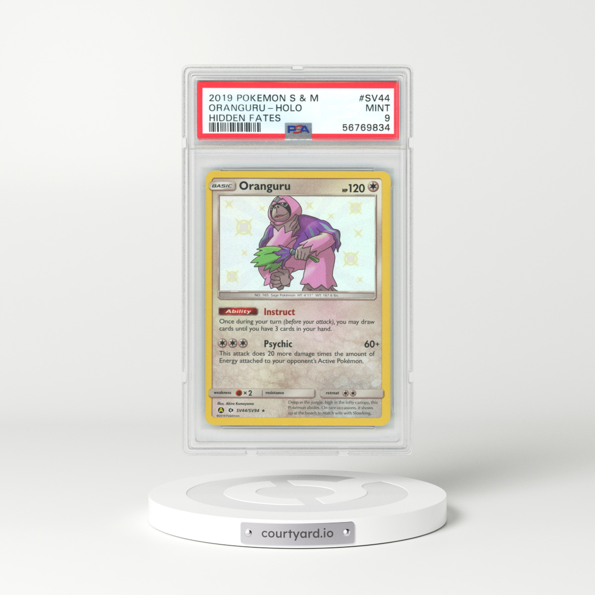2019 Hidden Fates #SV44 Oranguru - Holo (PSA 9 MINT)