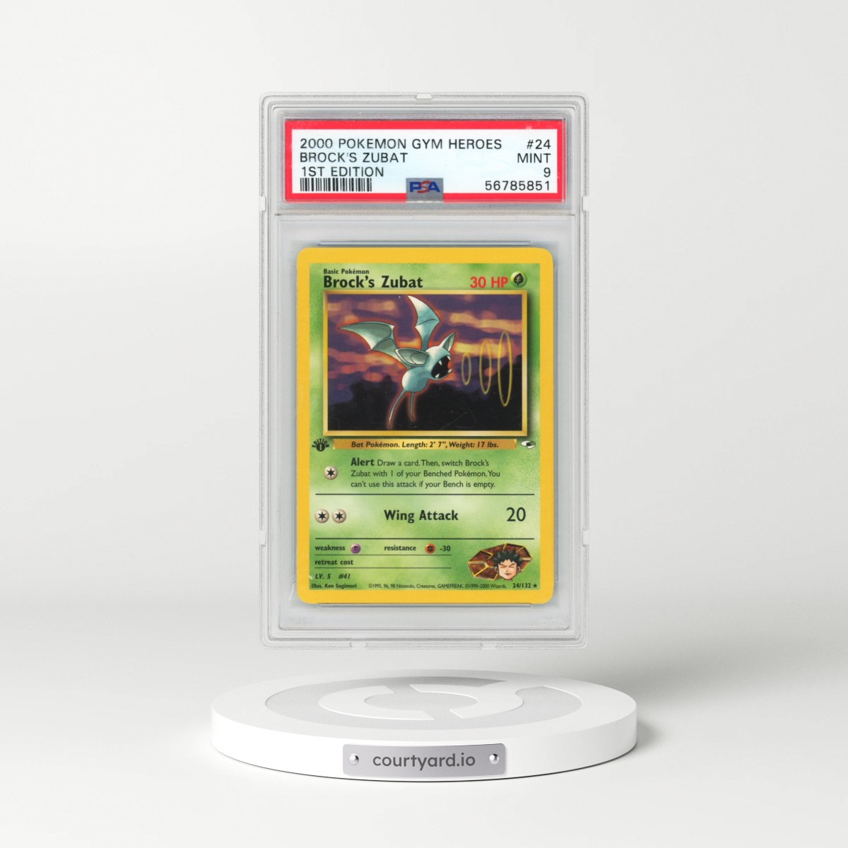 2000 Pokémon Gym Heroes #24 Brock's Zubat - 1st Edition (PSA 9 MINT)