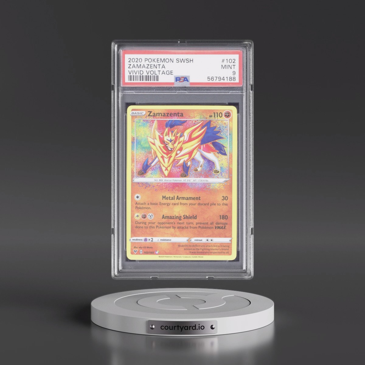 2020 Pokémon Sword & Shield Vivid Voltage #102 Zamazenta (PSA 9 MINT)