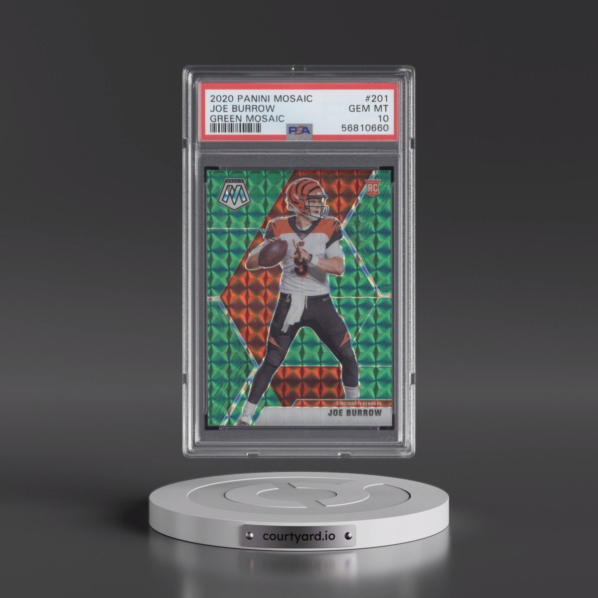 2020 Panini Mosaic Joe Burrow - Green Mosaic #201 PSA 10