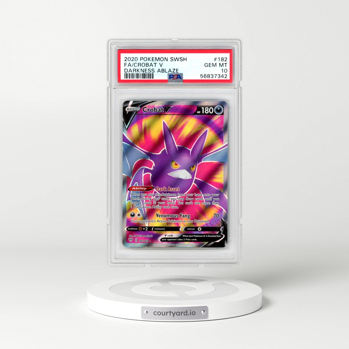 2020 Pokémon Sword & Shield Darkness Ablaze #182 Crobat V - Holo Full Art (PSA 10 GEM MINT)