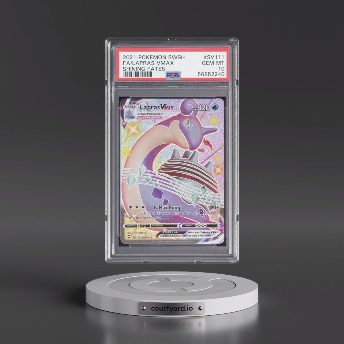 2021 Pokémon Sword & Shield Shining Fates Lapras Vmax - Full Art #SV111 PSA 10