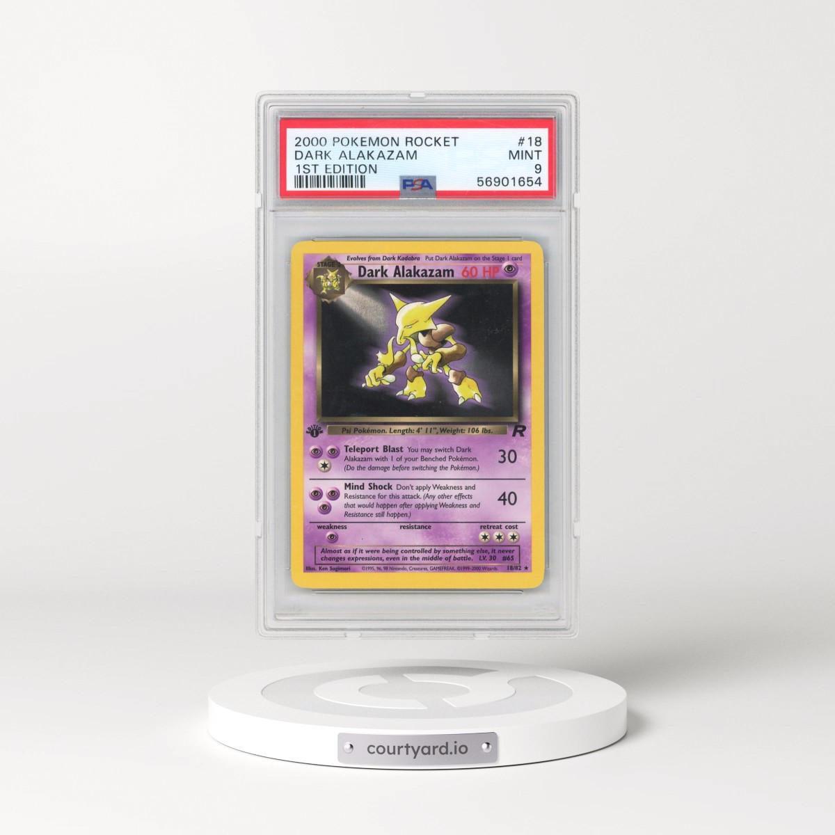 2000 Pokémon Rocket #18 Dark Alakazam - 1st Edition (PSA 9 MINT)