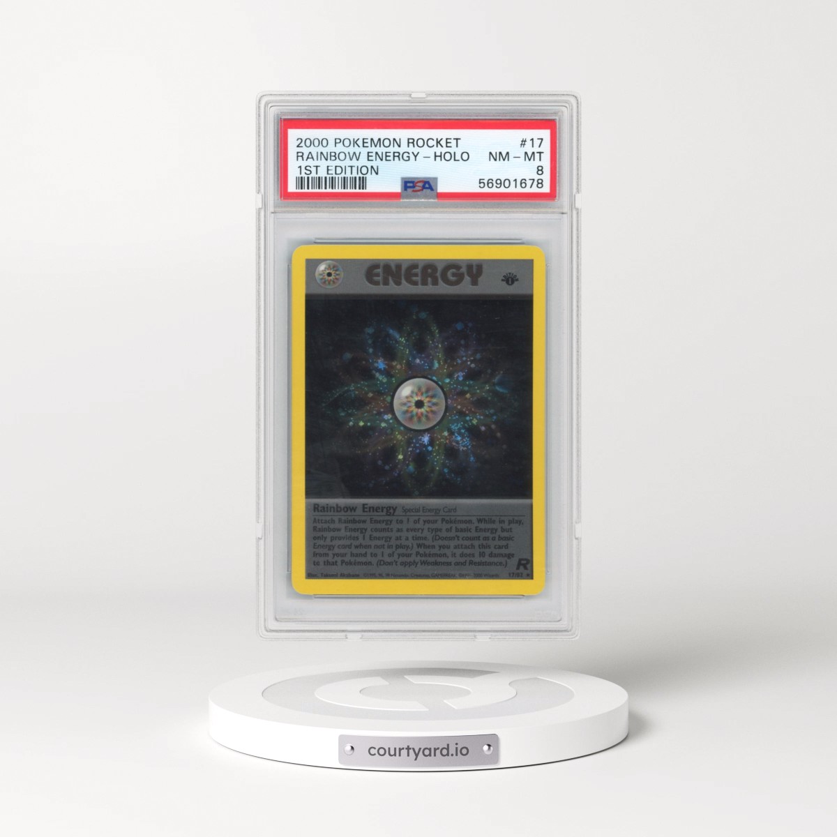 2000 Pokémon Rocket #17 Rainbow Energy - 1st Edition Holo (PSA 8 NM-MT)