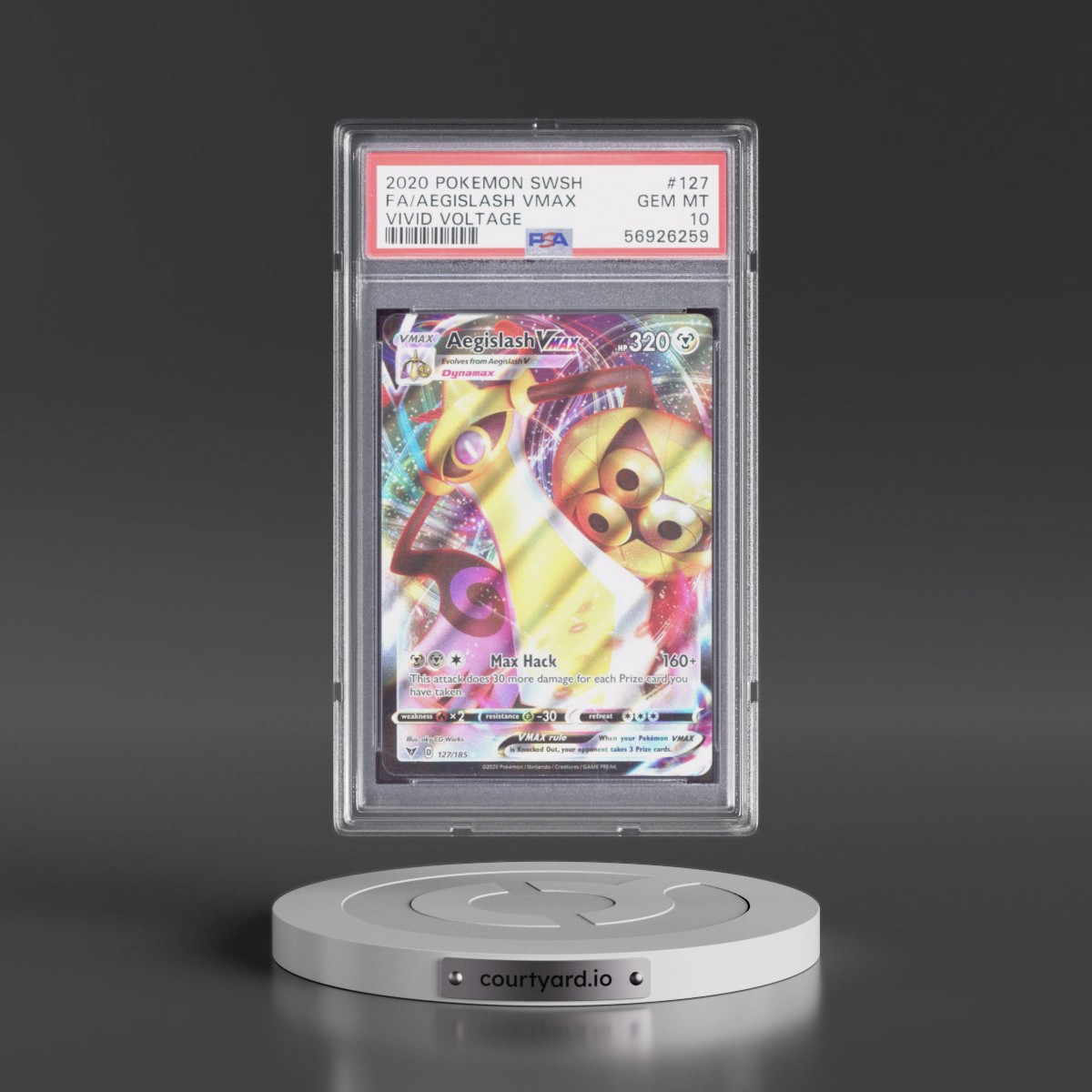 2020 Pokémon Sword & Shield Vivid Voltage #127 Aegislash Vmax - Full Art (PSA 10 GEM MINT)