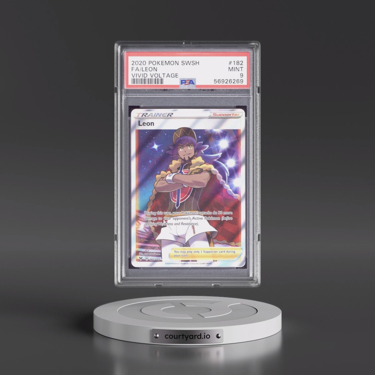 2020 Pokémon Sword & Shield Vivid Voltage #182 Leon - Full Art (PSA 9 MINT)
