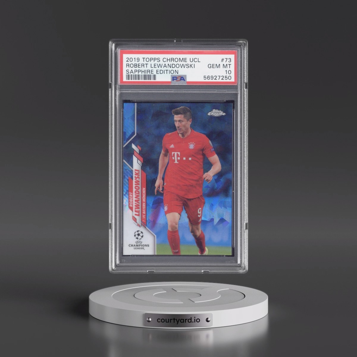 2019 Topps Chrome UEFA Champions League Sapphire Edition #73 Robert Lewandowski (PSA 10 GEM MINT)