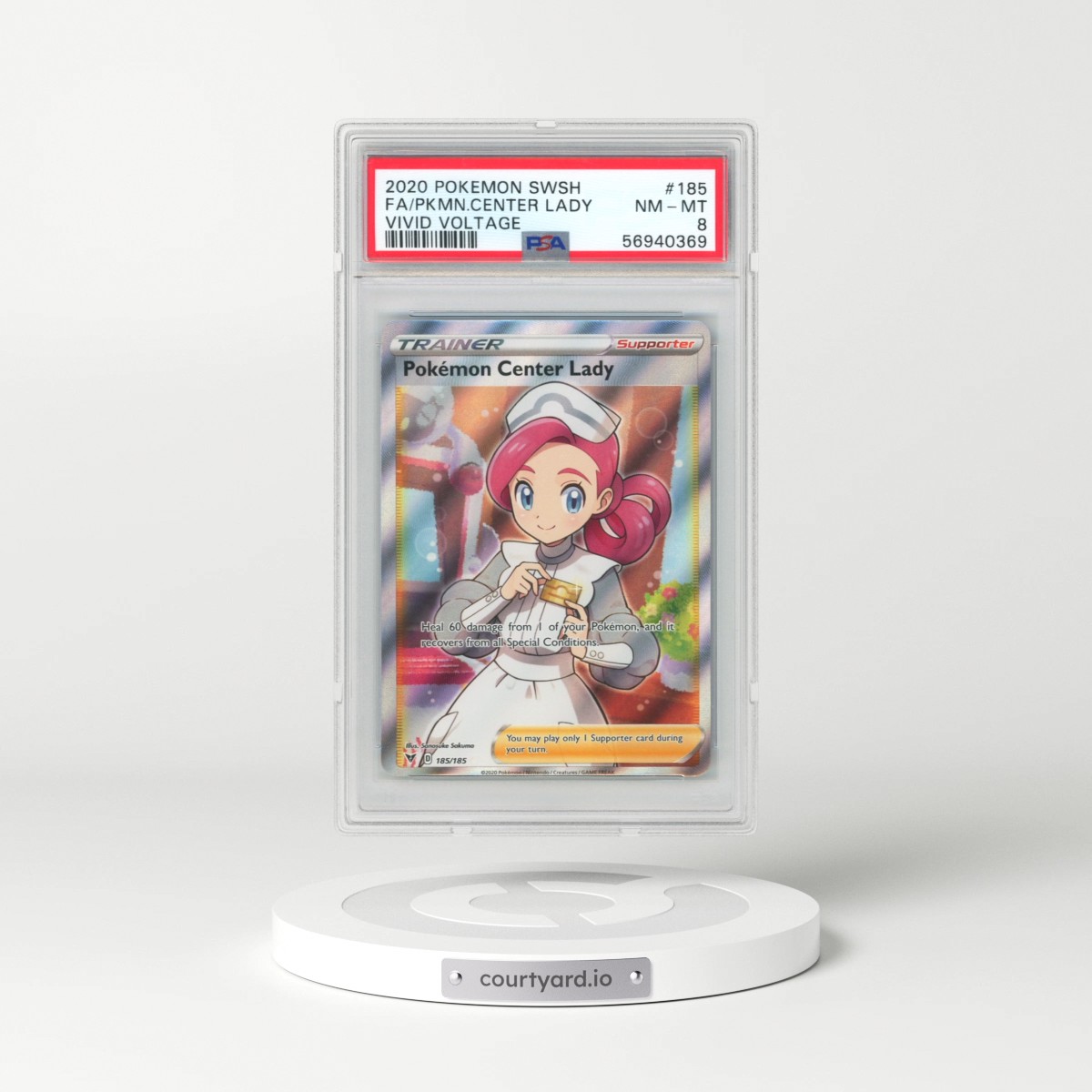 2020 Pokémon Sword & Shield Vivid Voltage #185 Pokemon Center Lady - Full Art (PSA 8 NM-MT)