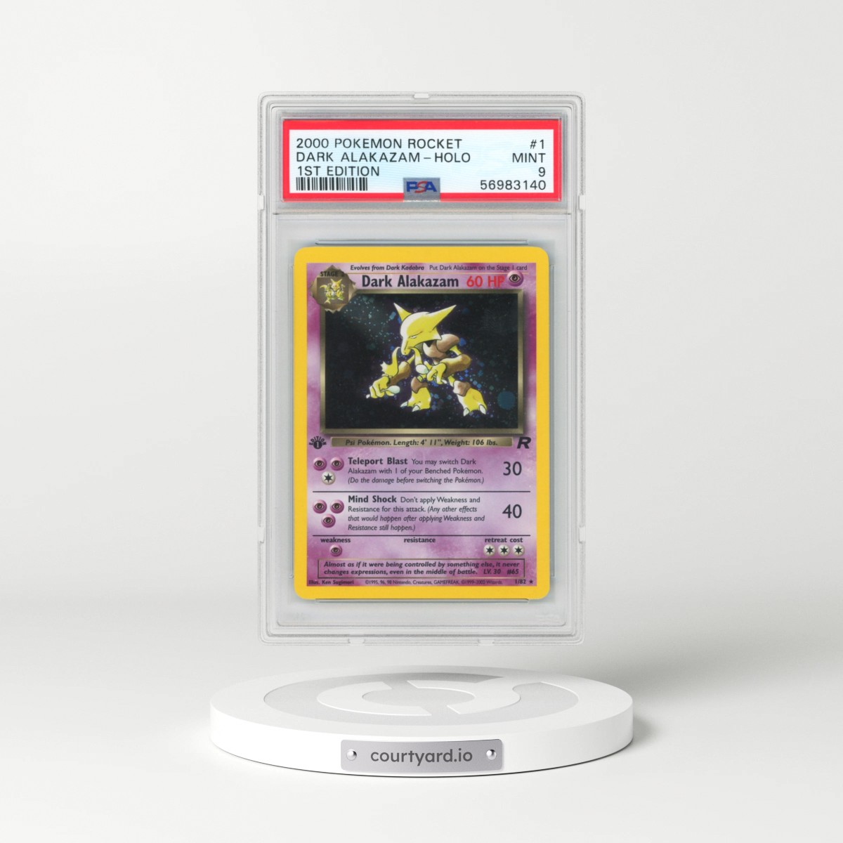 2000 Pokémon Rocket #1 Dark Alakazam - 1st Edition Holo (PSA 9 MINT)
