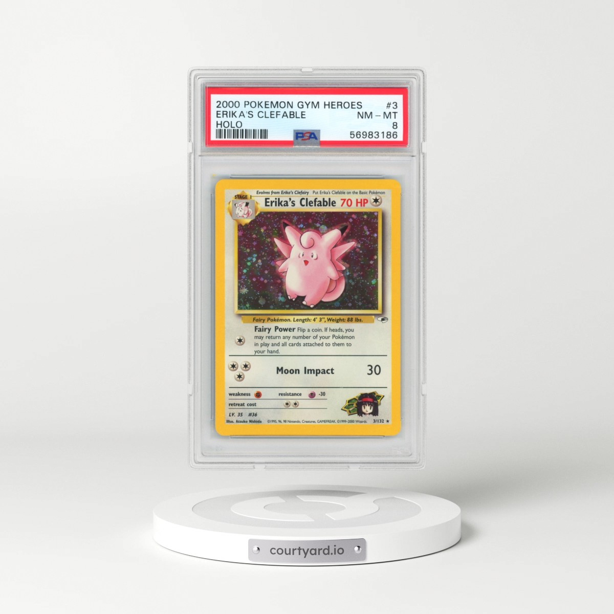 2000 Pokémon Gym Heroes #3 Erika's Clefable - Holo (PSA 8 NM-MT)