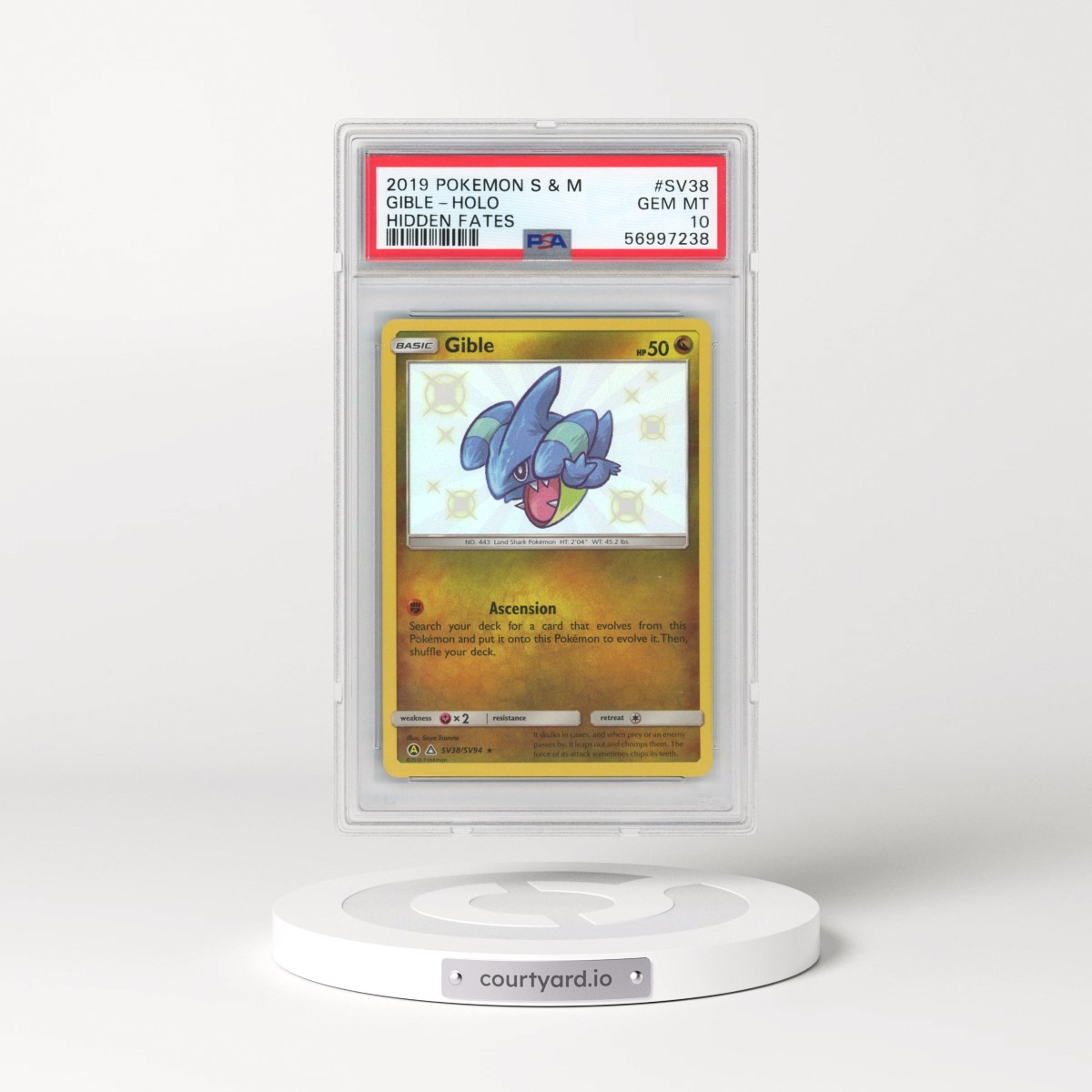 2019 Pokémon Sun & Moon Hidden Fates #SV38 Gible - Holo (PSA 10 GEM MINT)