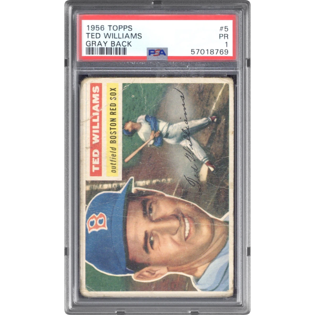 1956 Topps #5 Ted Williams - Gray Back (PSA 1 PR)