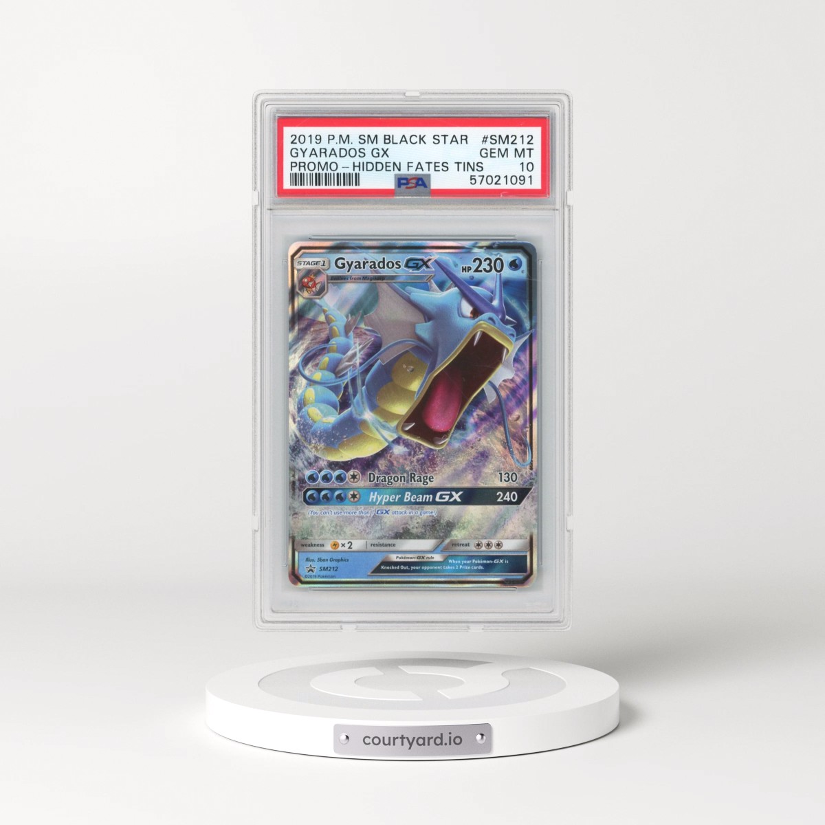 2019 Pokémon SM Black Star Promo #SM212 Gyarados GX - Holo Hidden Fates Tins (PSA 10 GEM MINT)