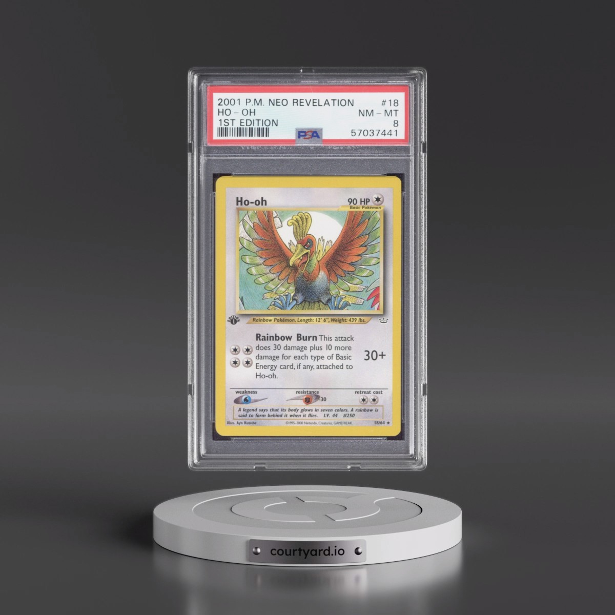 2001 Pokémon Neo Revelation #18 HO-Oh - 1st Edition (PSA 8 NM-MT)