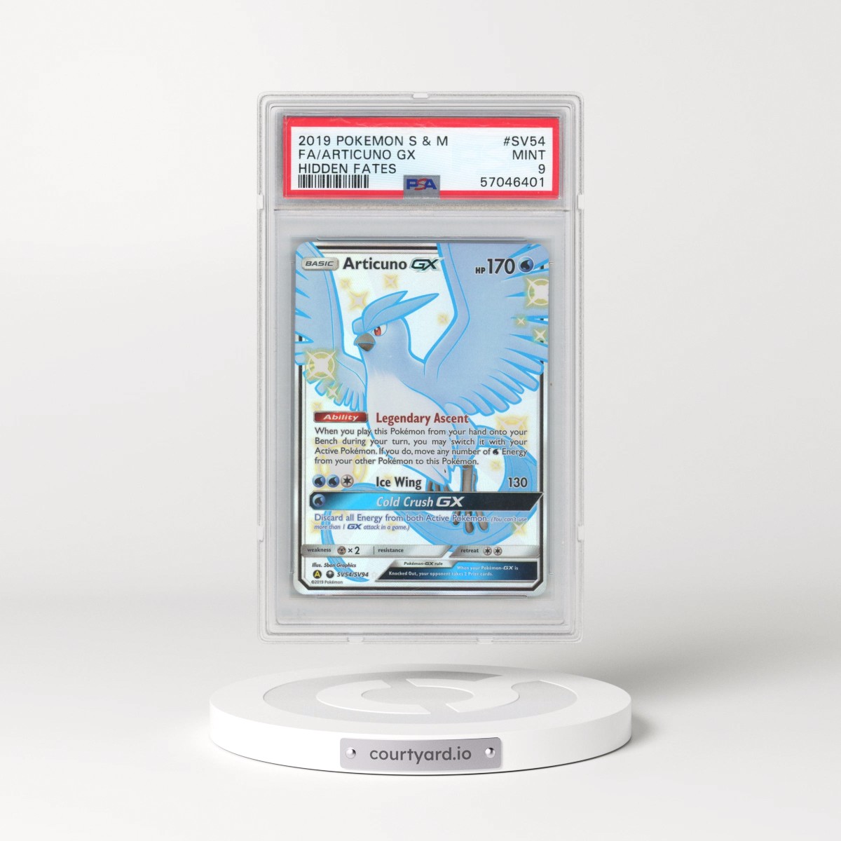 2019 Pokémon Sun & Moon Hidden Fates #SV54 Articuno GX - Holo Full Art (PSA 9 MINT)