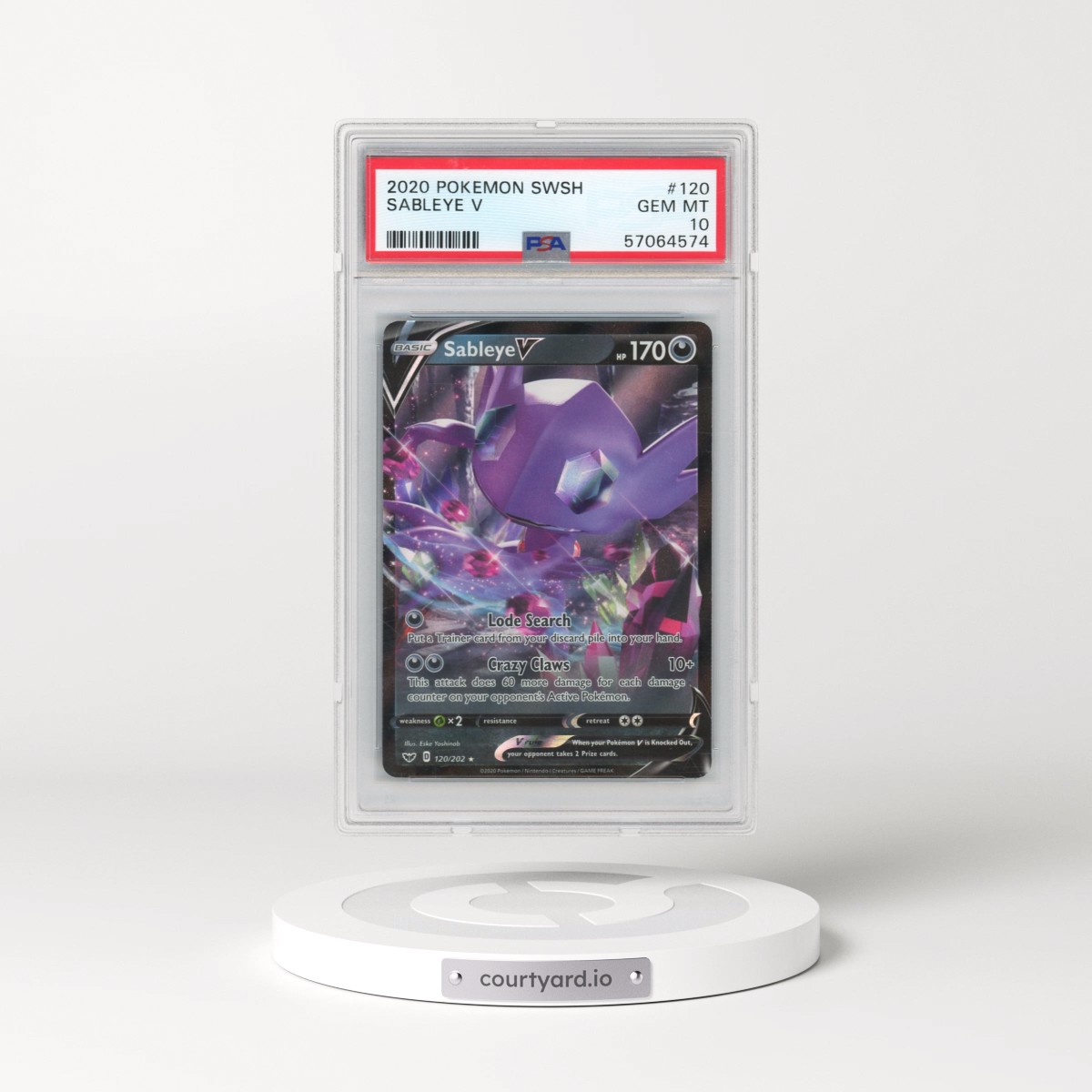 2020 Pokémon Sword & Shield #120 Sableye V - Holo (PSA 10 GEM MINT)