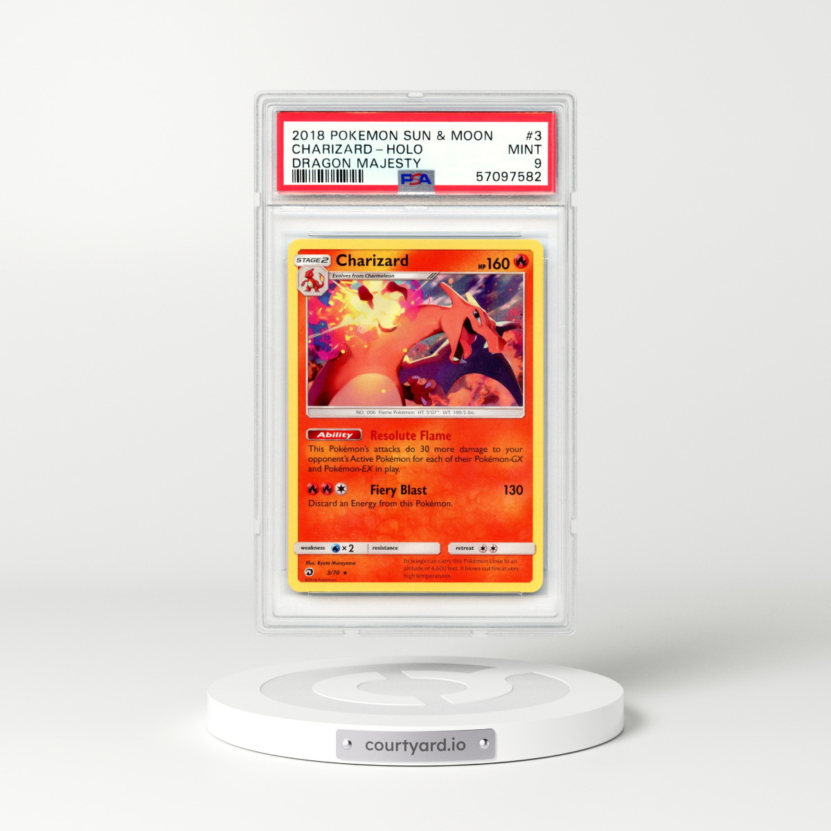 2018 Dragon Majesty #3 Charizard - Holo (PSA 9 MINT)