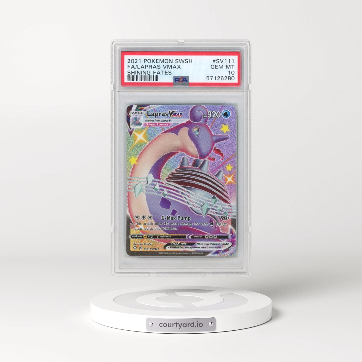 2021 Pokémon Sword & Shield Shining Fates #SV111 Lapras Vmax - Full Art (PSA 10 GEM MINT)