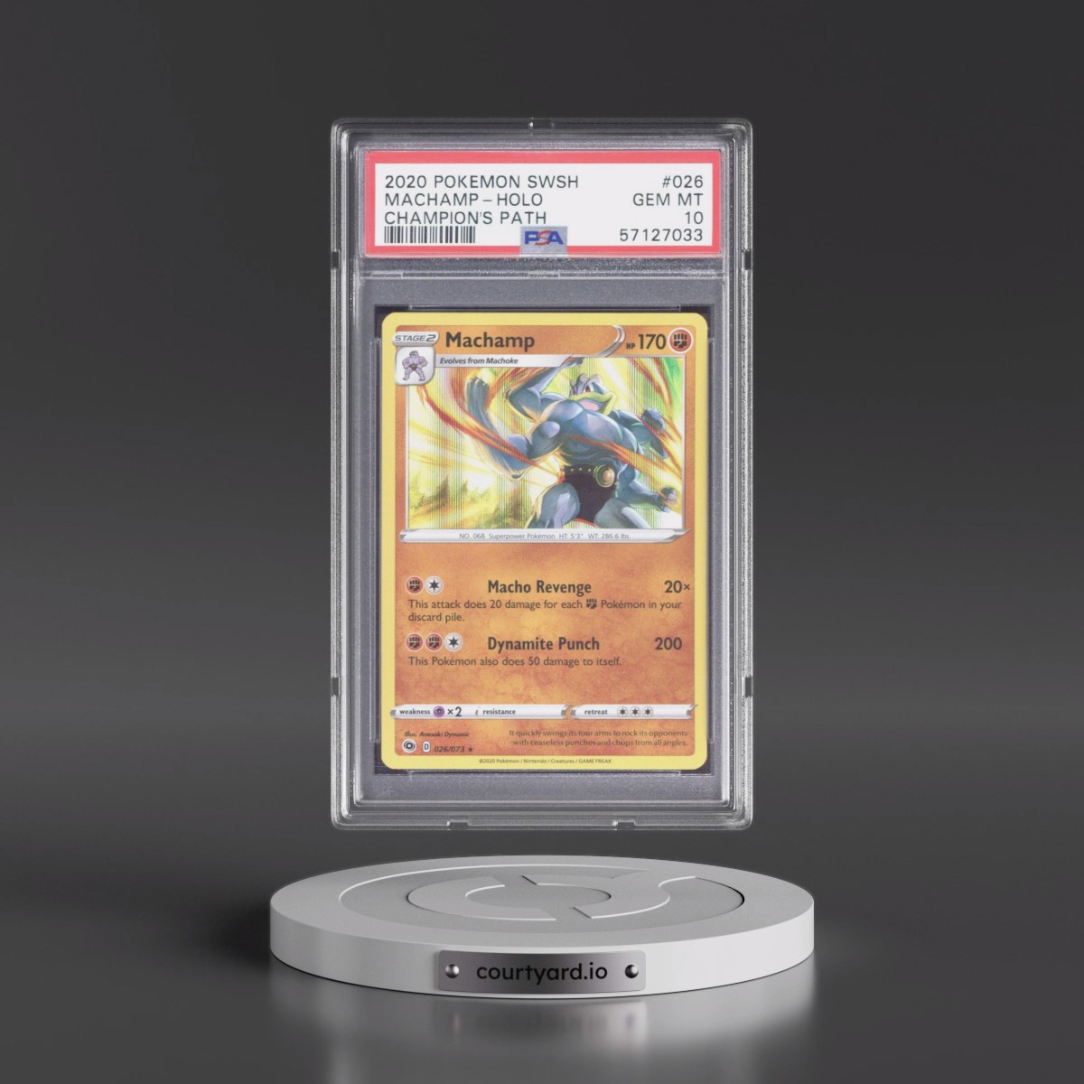 2020 Pokémon Sword & Shield Champion's Path #026 Machamp - Holo (PSA 10 GEM MINT)