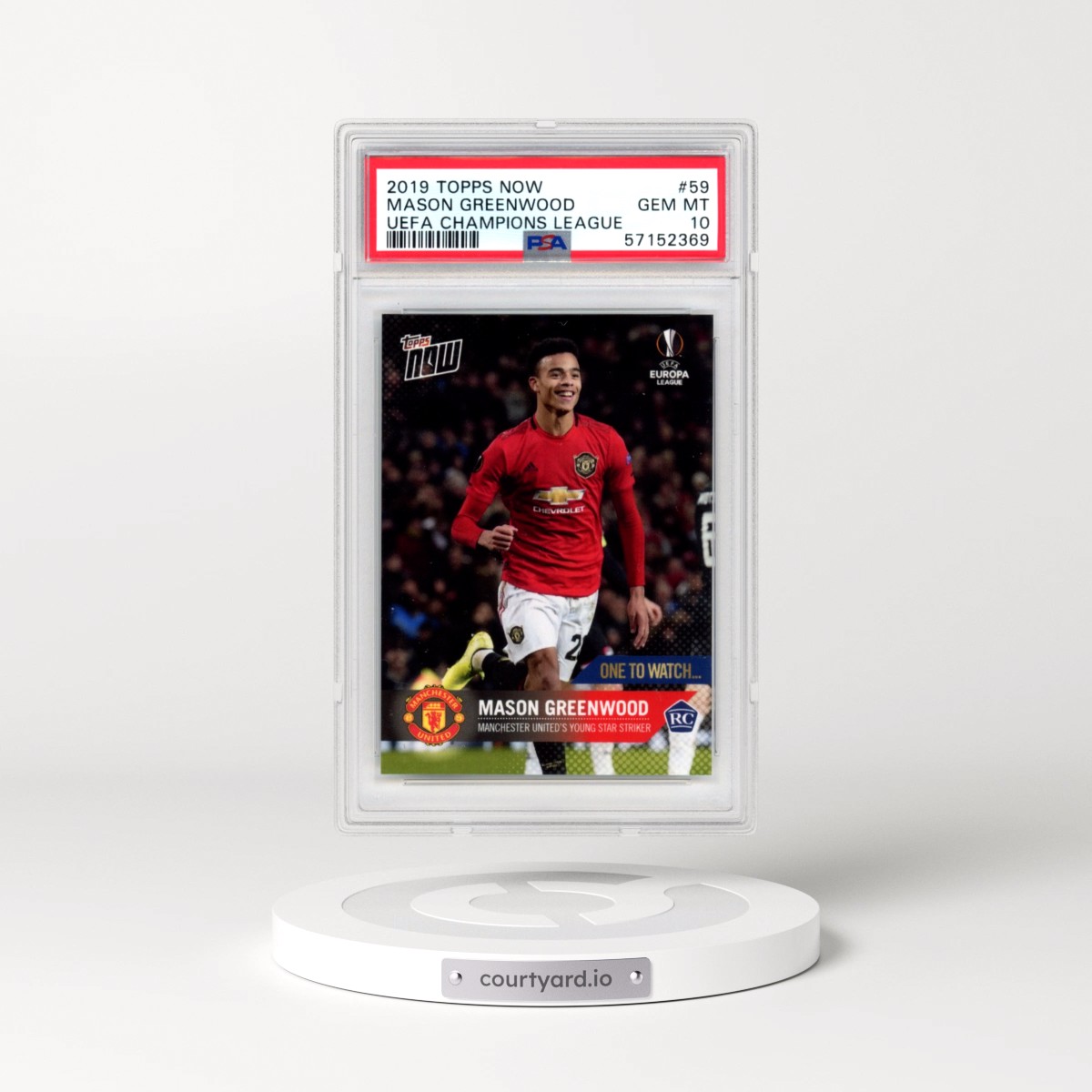 2019 Topps Now UEFA Champions League #59 Mason Greenwood (PSA 10 GEM MINT)