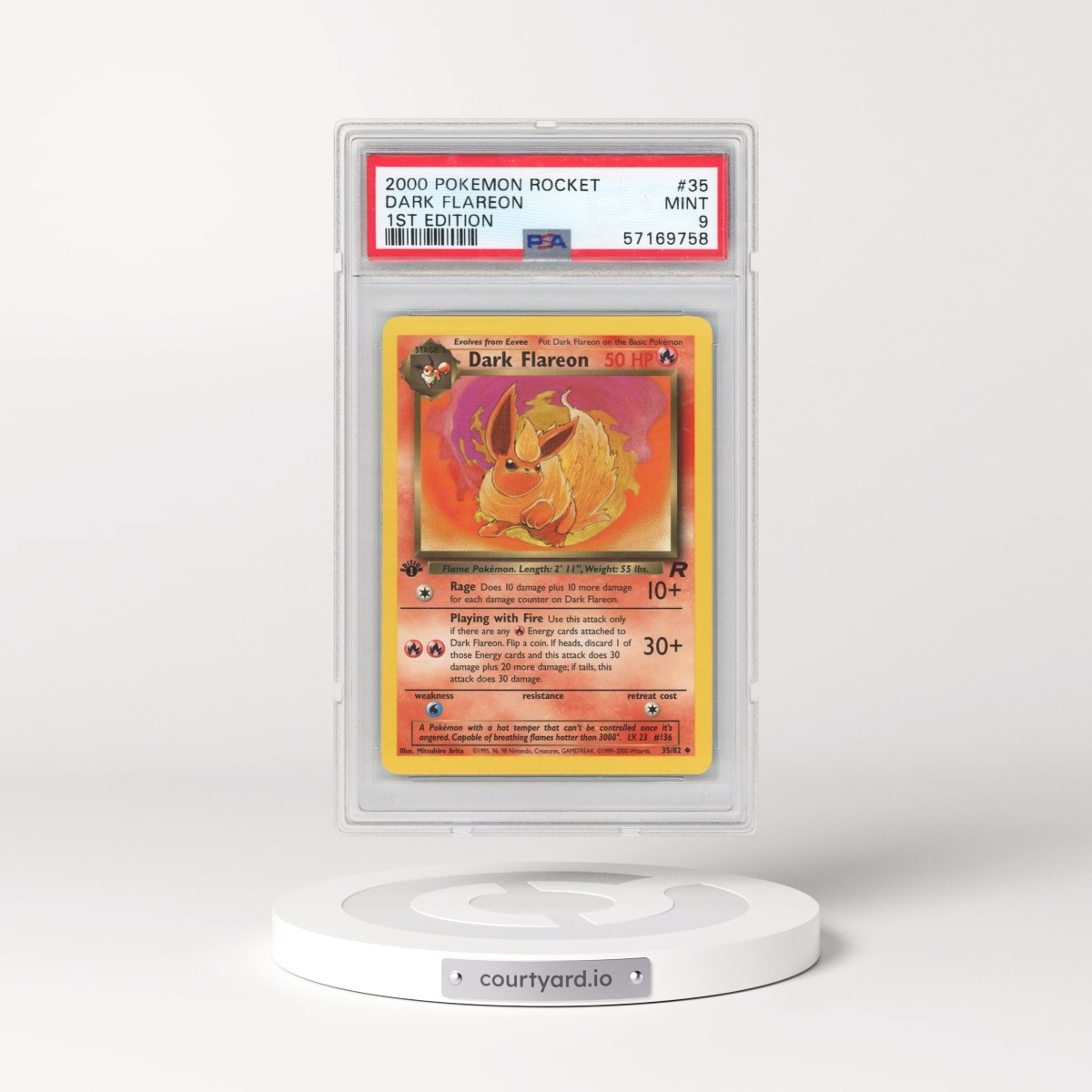 2000 Pokémon Rocket #35 Dark Flareon - 1st Edition (PSA 9 MINT)