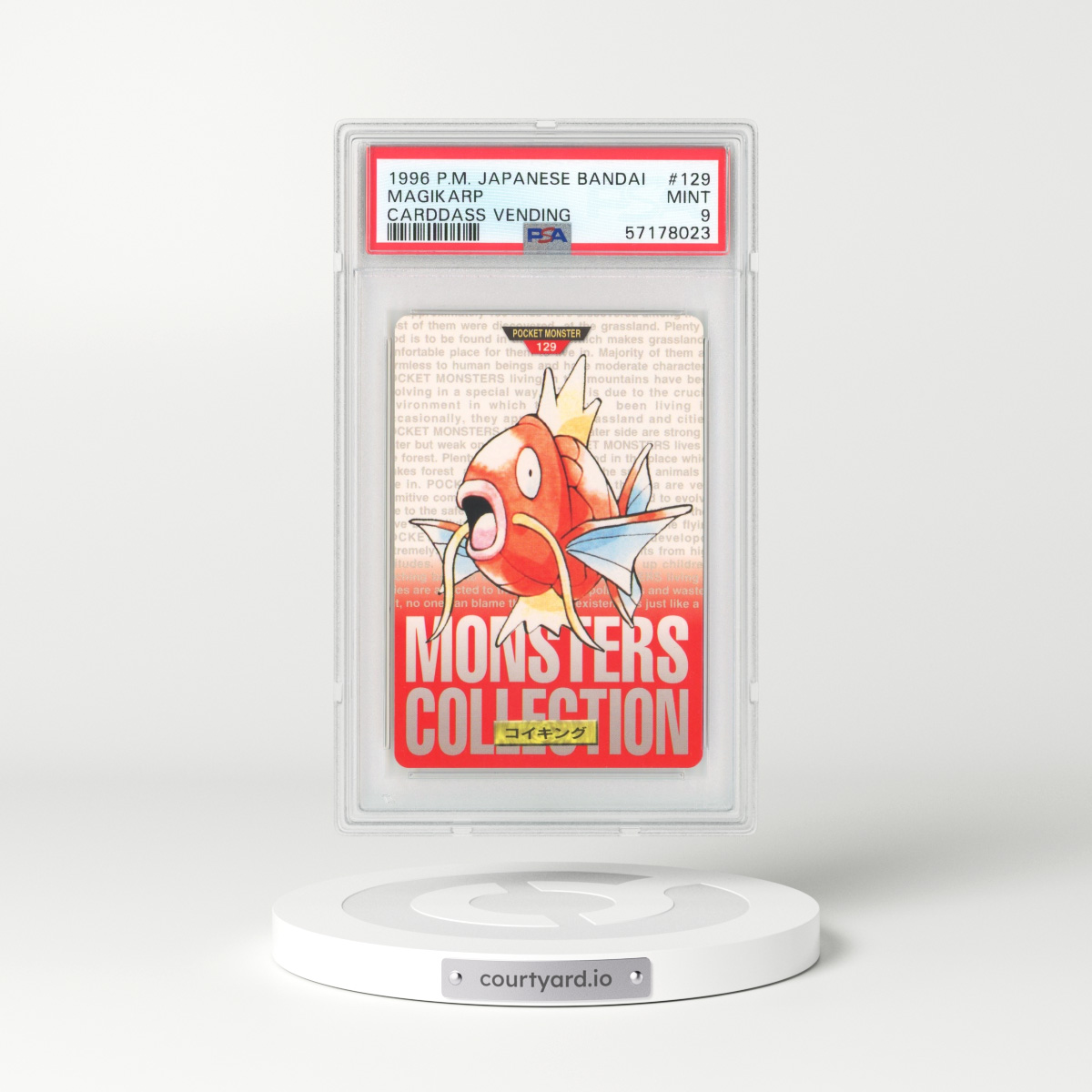 1996 Japanese Bandai Carddass Vending #129 Magikarp (PSA 9 MINT)