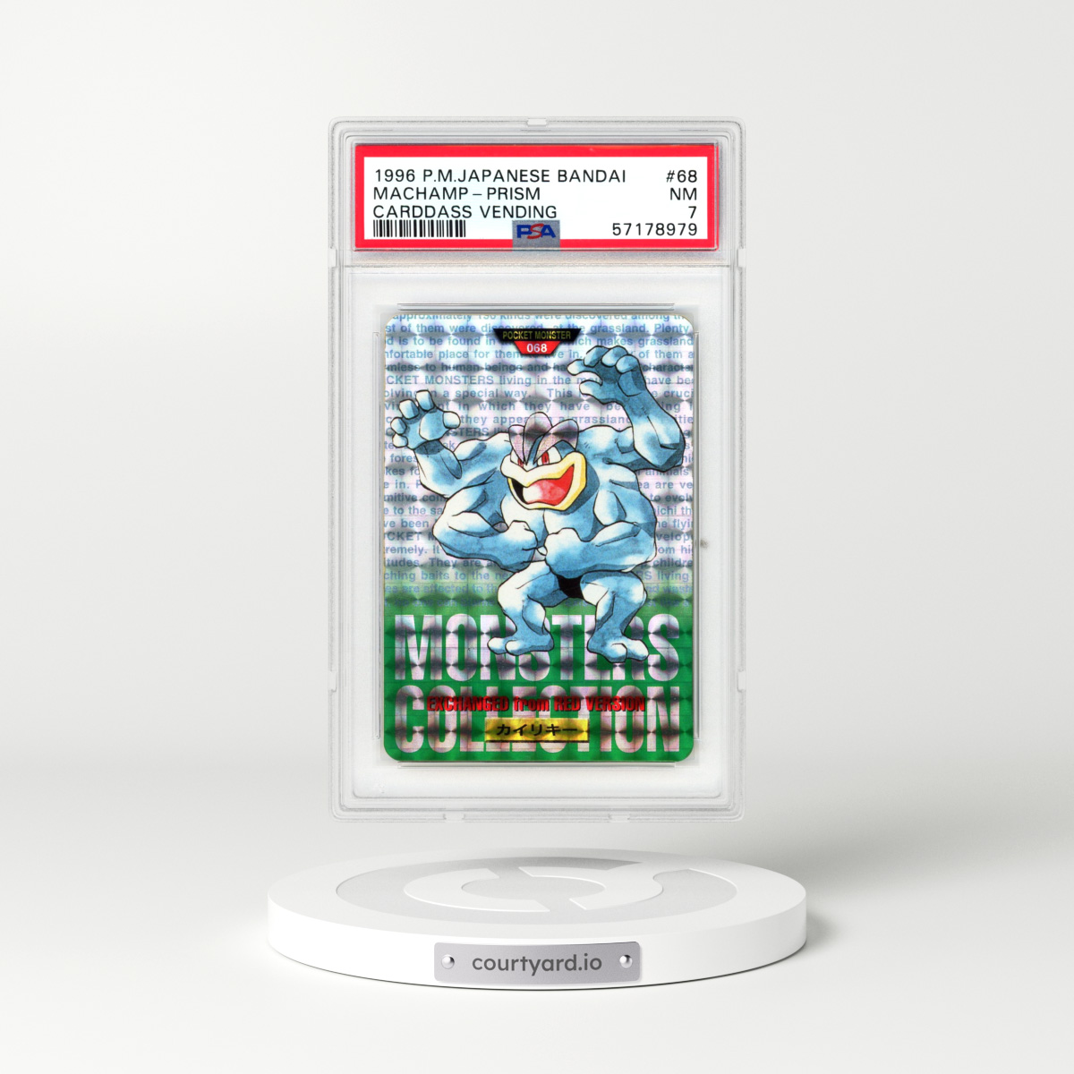 1996 Pokémon Bandai Carddass Vending #68 Machamp-Prism (PSA 7 NM)