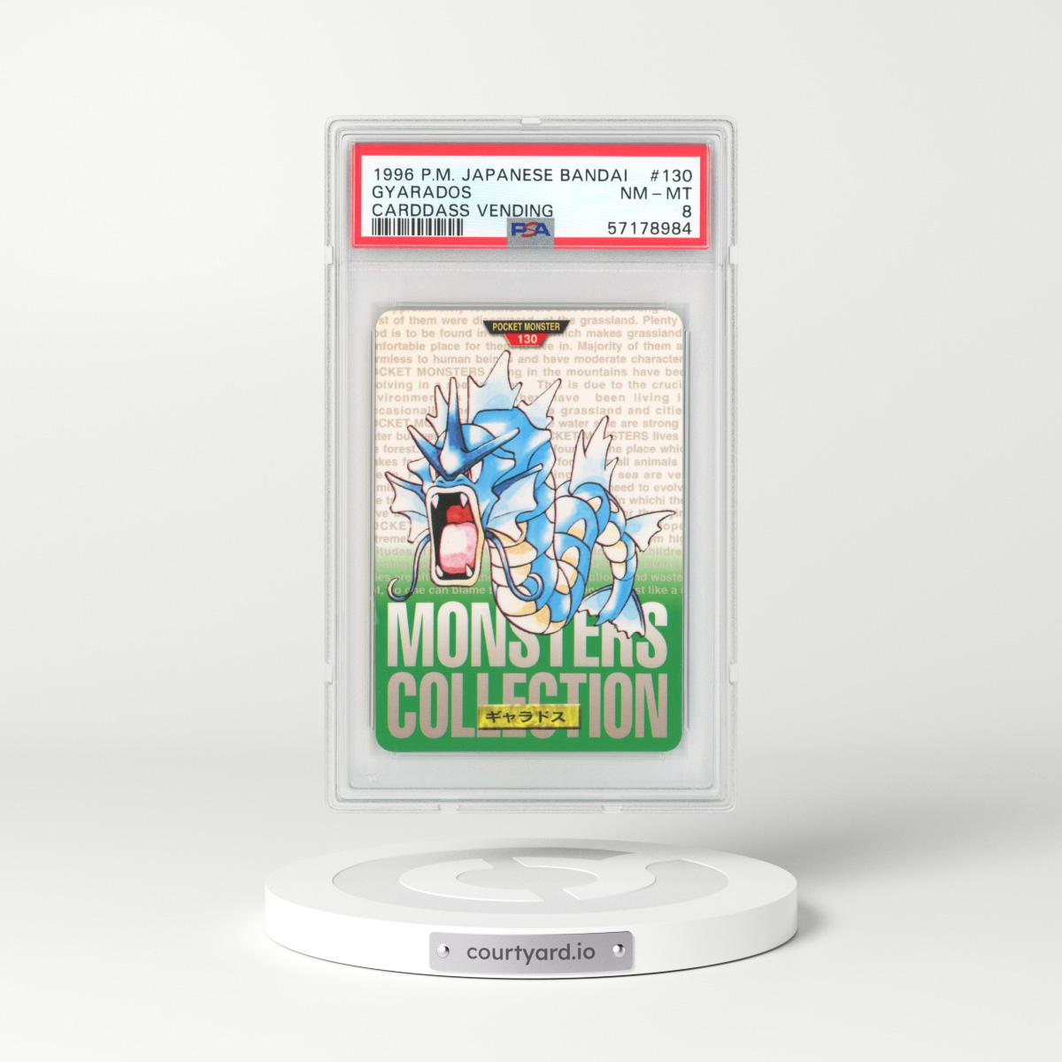1996 Japanese Bandai Carddass Vending #130 Gyarados (PSA 8 NM-MT)