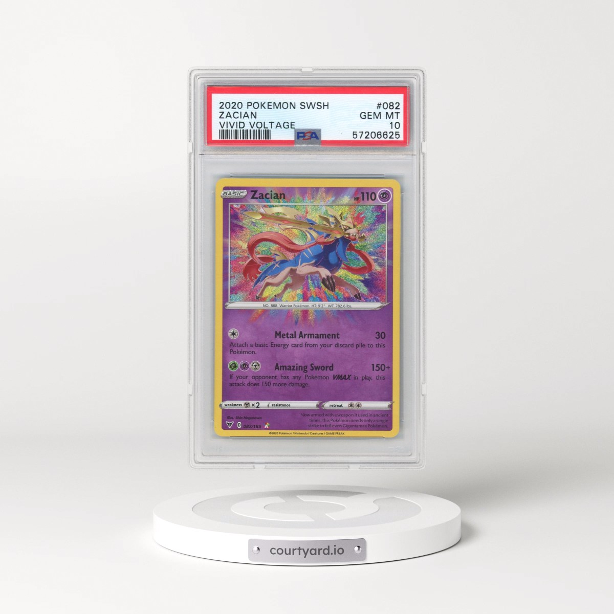 2020 Pokémon Sword & Shield Vivid Voltage #082 Zacian (PSA 10 GEM MINT)
