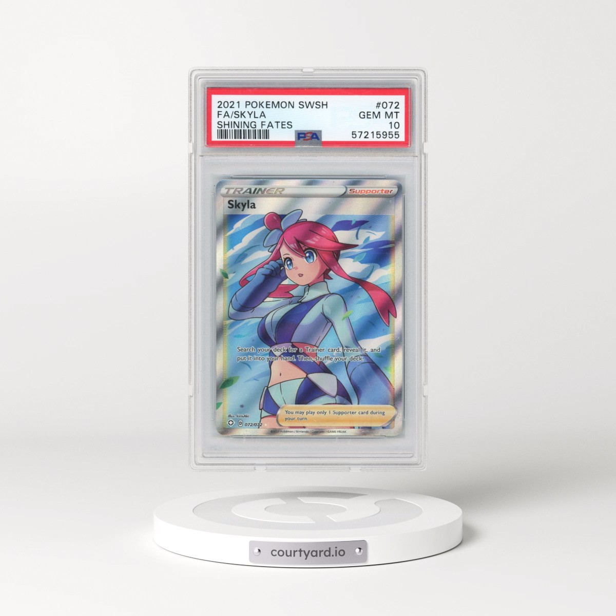 2021 Pokémon Sword & Shield Shining Fates #072 Skyla - Full Art (PSA 10 GEM MINT)