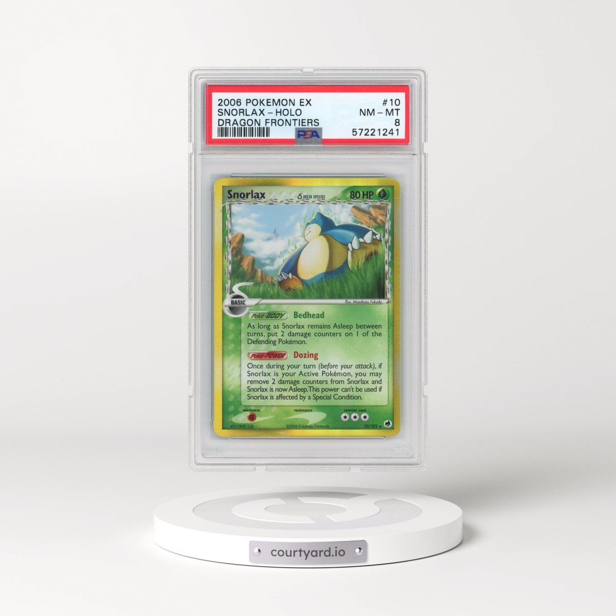 2006 Pokémon EX Dragon Frontiers #10 Snorlax - Holo (PSA 8 NM-MT)
