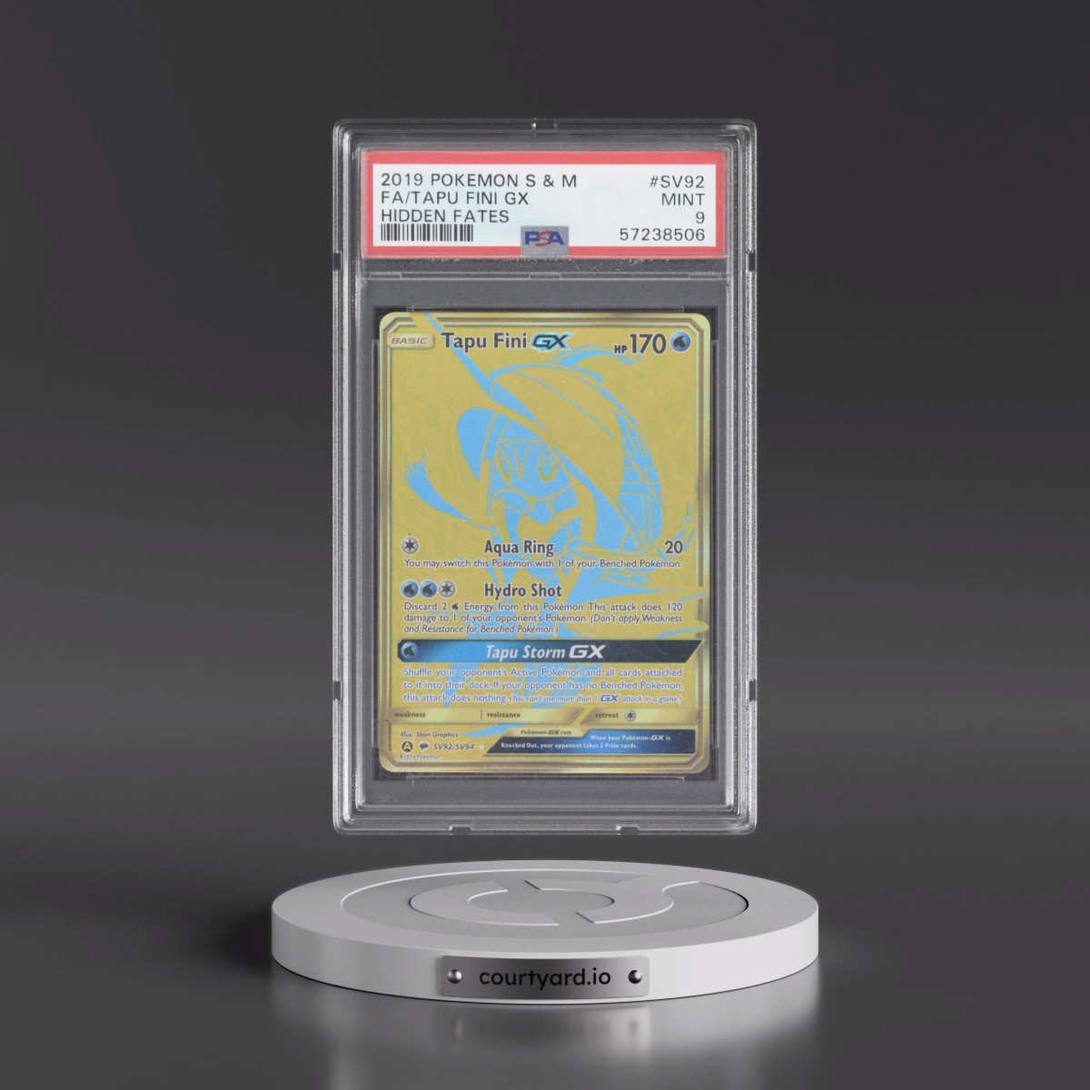 2019 Pokémon Sun & Moon Hidden Fates #SV92 Tapu Fini GX - Holo Full Art (PSA 9 MINT)
