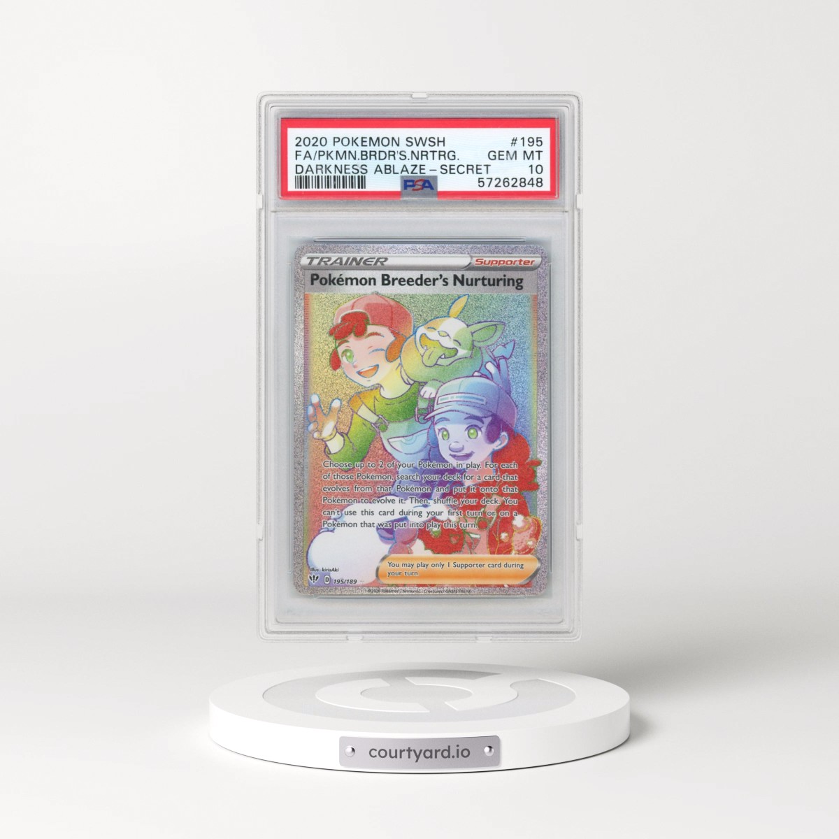 2020 Pokémon Sword & Shield Darkness Ablaze #195 Pokemon Breeder's Nurturing - Full Art Secret (PSA 10 GEM MINT)