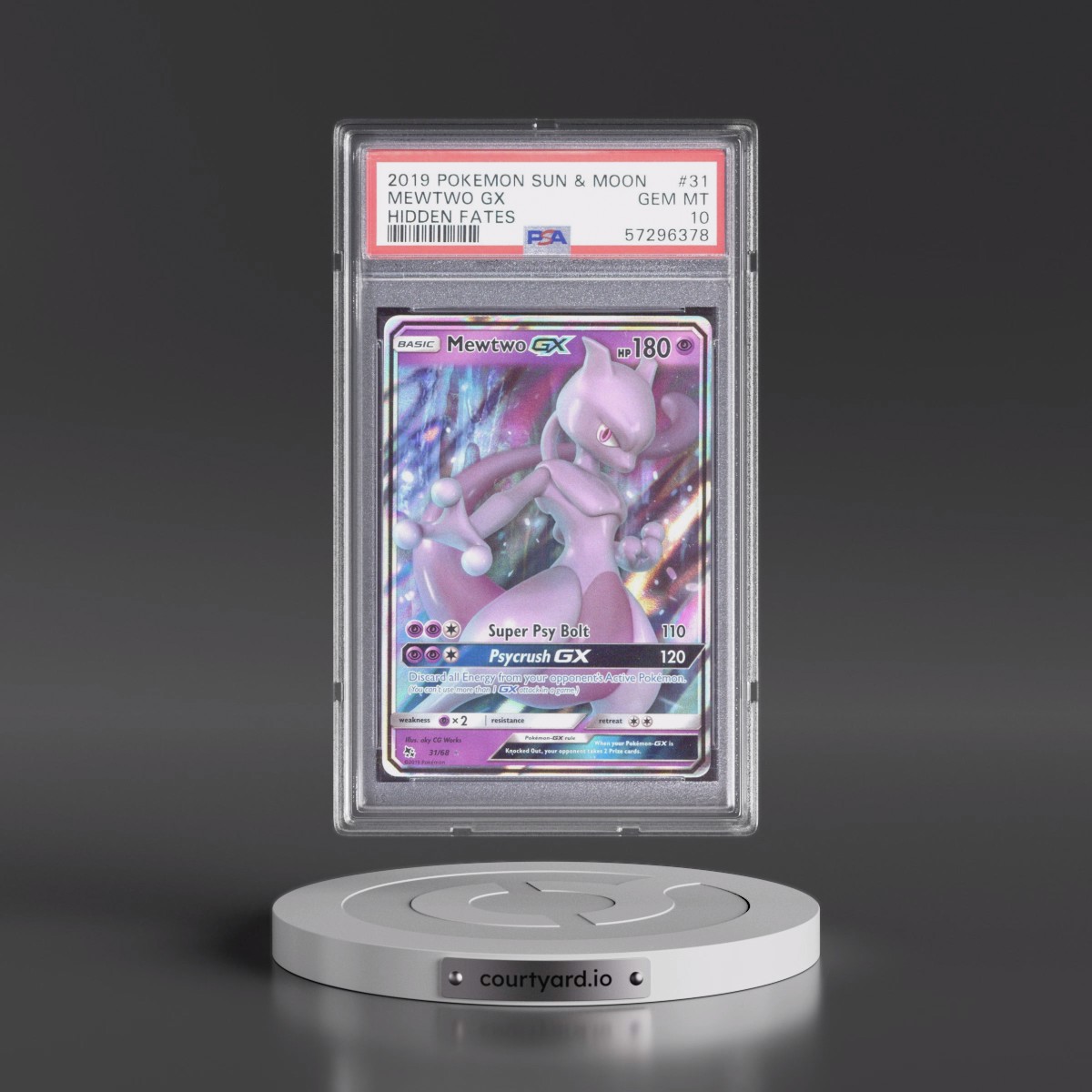 2019 Pokémon Sun & Moon Hidden Fates #31 Mewtwo GX - Holo (PSA 10 GEM MINT)