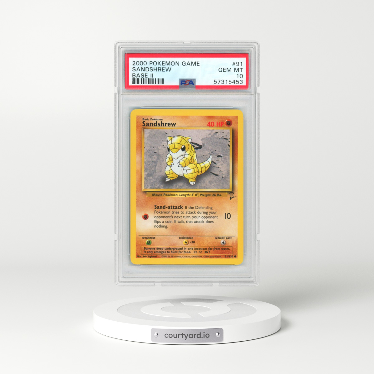 2000 Pokémon Game Base II #91 Sandshrew (PSA 10 GEM MINT)