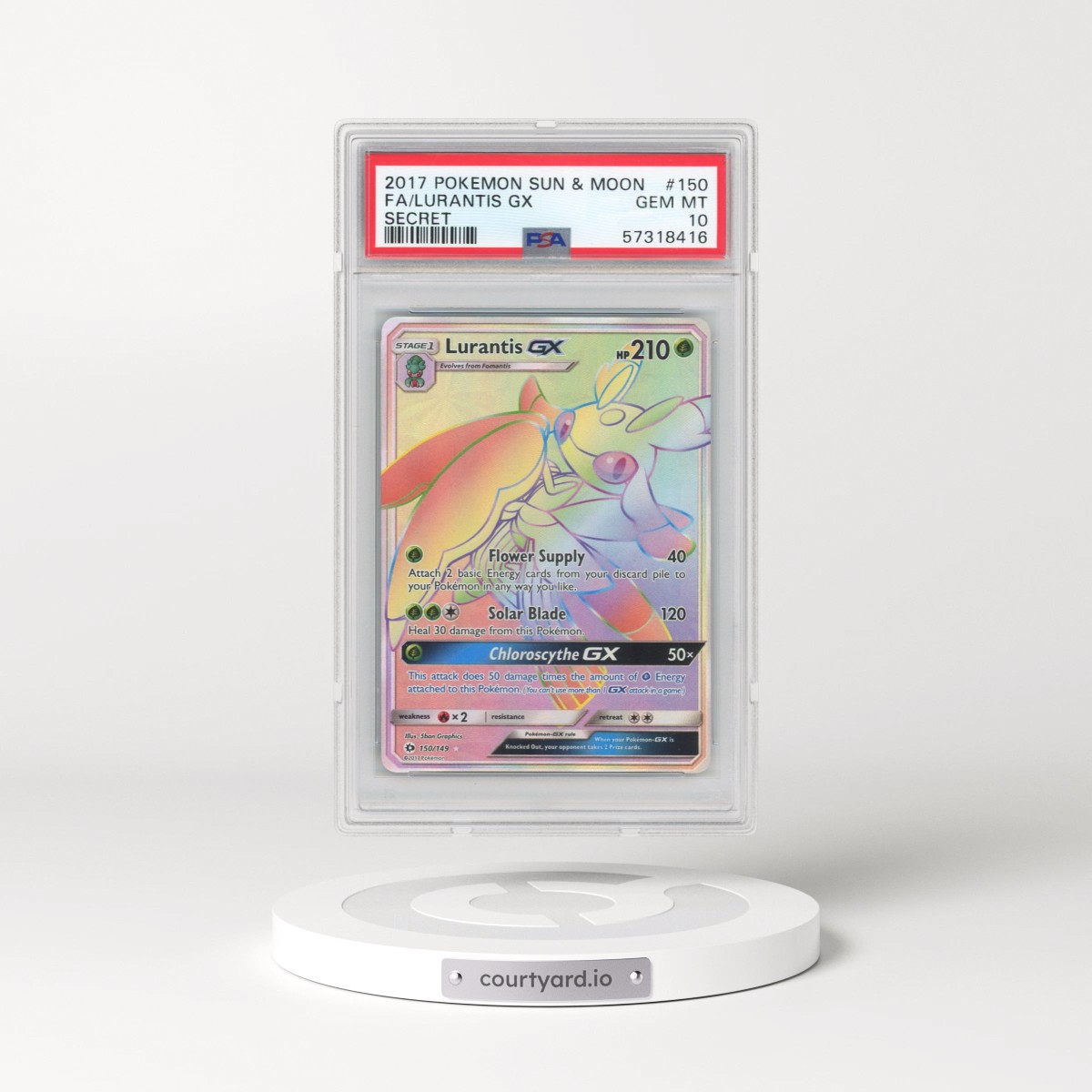 2017 Pokémon Sun & Moon #150 Lurantis GX - Holo Full Art Secret (PSA 10 GEM MINT)