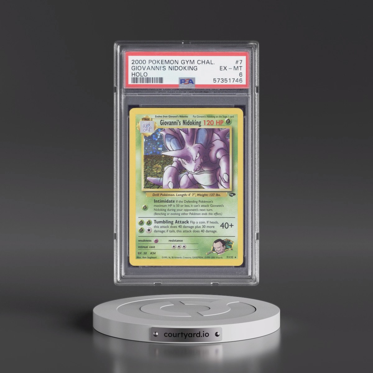 2000 Pokémon Gym Challenge #7 Giovanni's Nidoking - Holo (PSA 6 EX-MT)