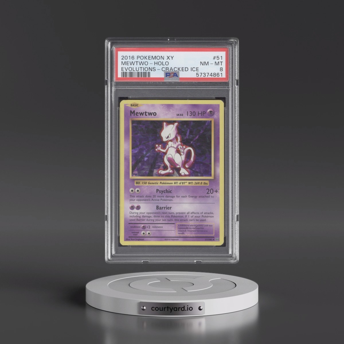 2016 Pokémon XY Evolutions #51 Mewtwo - Holo Cracked Ice (PSA 8 NM-MT)